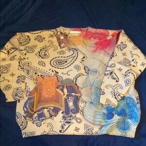 Colorful Elephant Print Top soft new